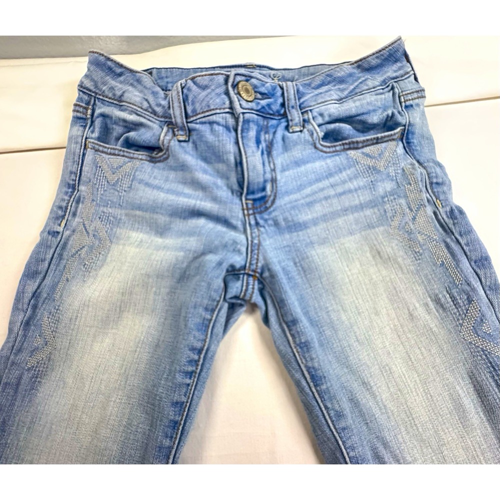 Vtg Y2K American Eagle Outfitters Super Stretch Slim Jegging Jeans Lt Wash size4
